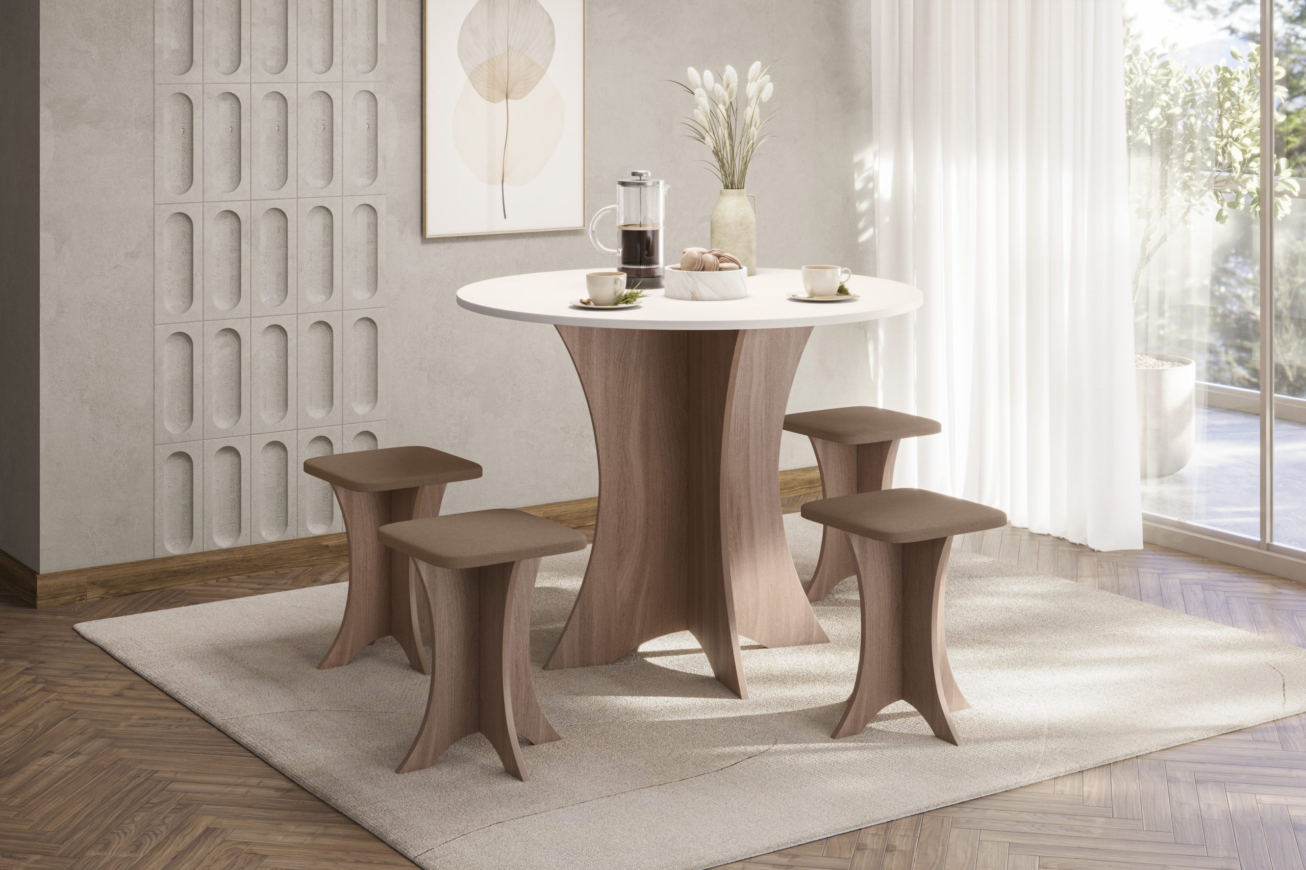Conjunto Lua com 04 Banquetas